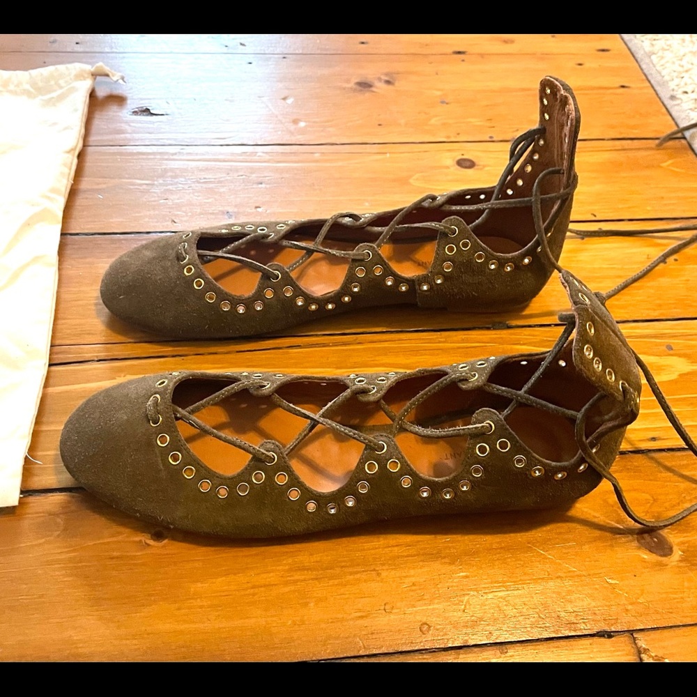 - Isabel Marant "Leo" Studded Lace-Up Ballet Flats, size 38 - Picture 3 of 11